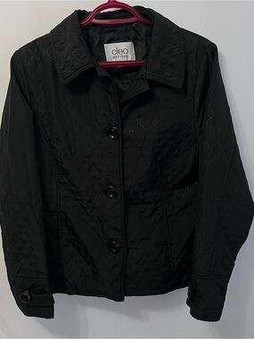 Cleo Petites Woman’s Black Quilted Button-Front Lined Jacket